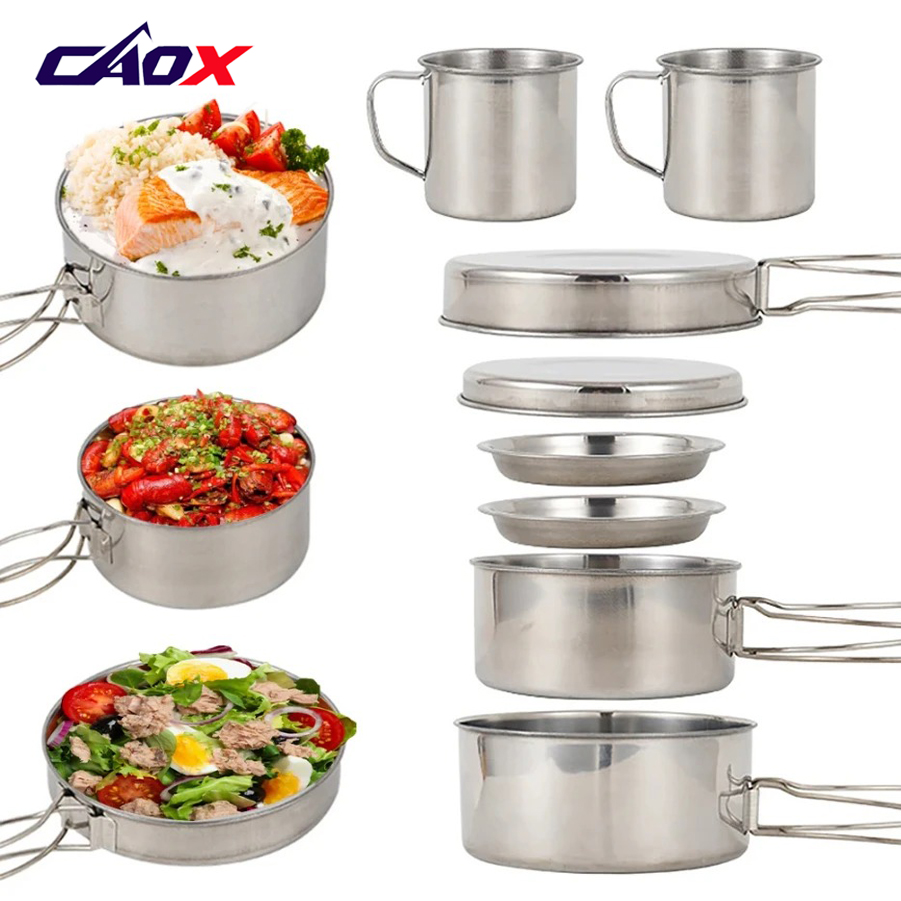 Camping Cooking Set Large - CAOX Ensemble de 8 ustensiles de
