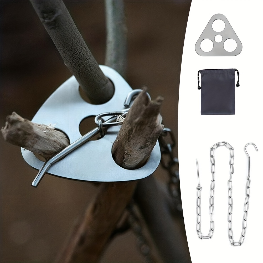 Camping Hanging Cooking Pot - Trépied de Barbecue extérieur détachable Portable,