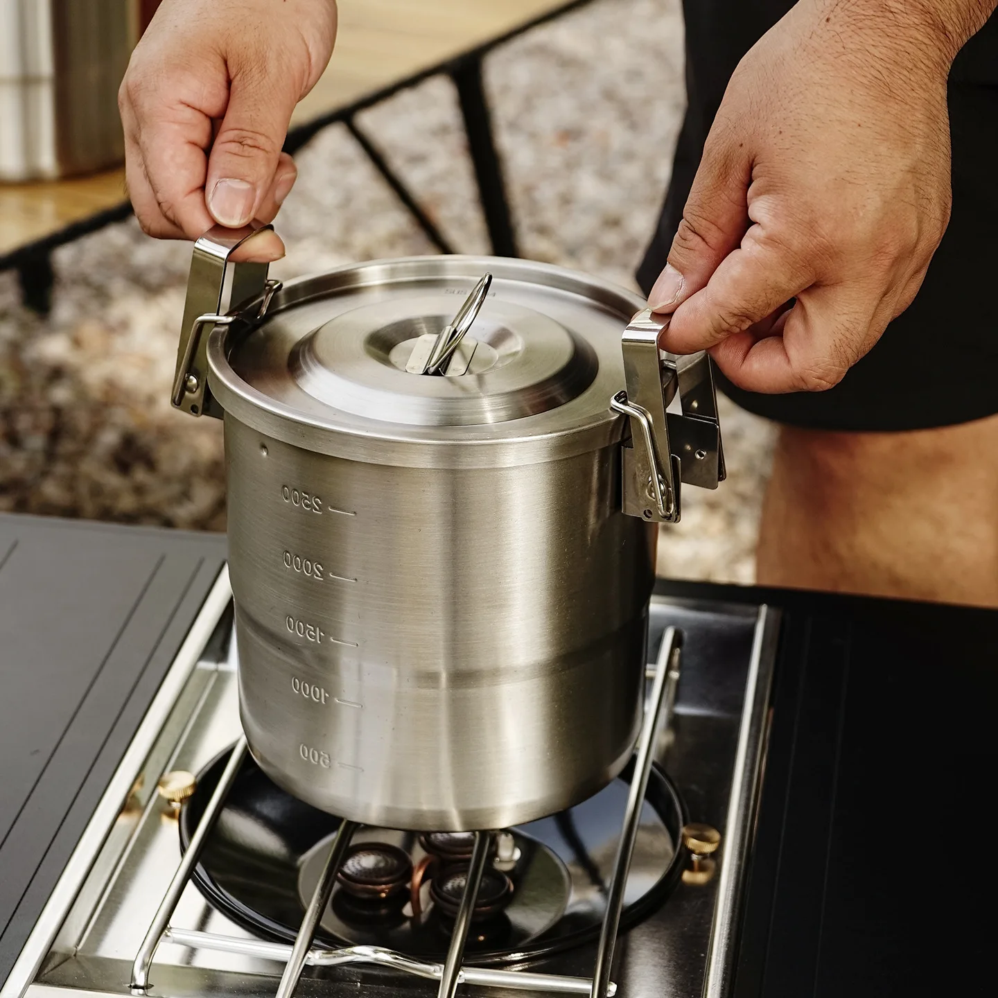 Camping Hanging Cooking Pot - Ensemble complet d'ustensiles de cuisine portables
