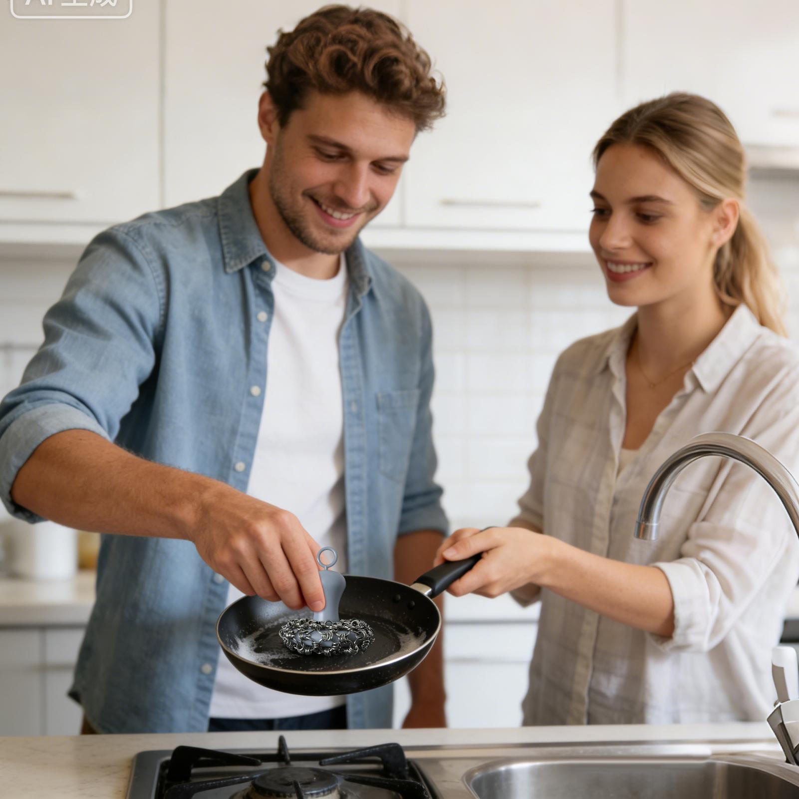 Skillet Cast Iron Camp - Éponge de nettoyage en acier inoxydable