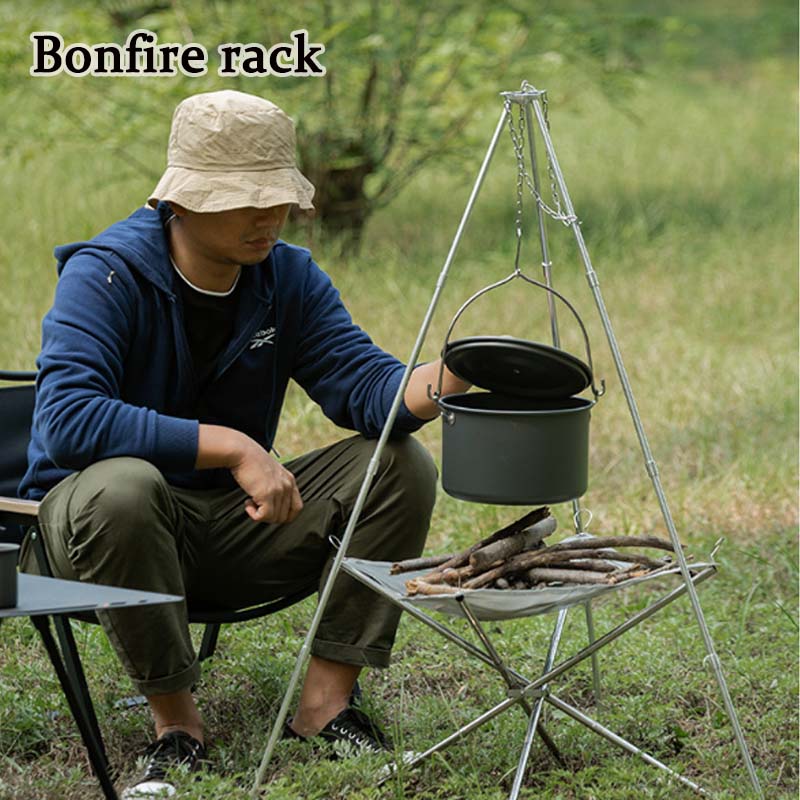 Camping Hanging Cooking Pot - Trépied de feu de joie de