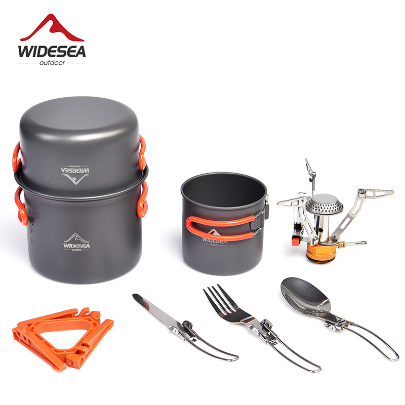 Camping Cooking Pot Stainless Steel - ESEA-Ensemble d'ustensiles de cuisine de camping,
