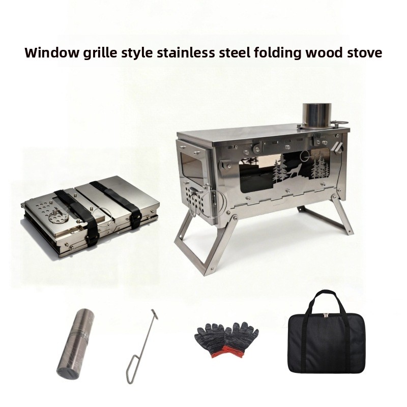 Camping Cooking Wood Stove - Poêle à bois pliable en acier