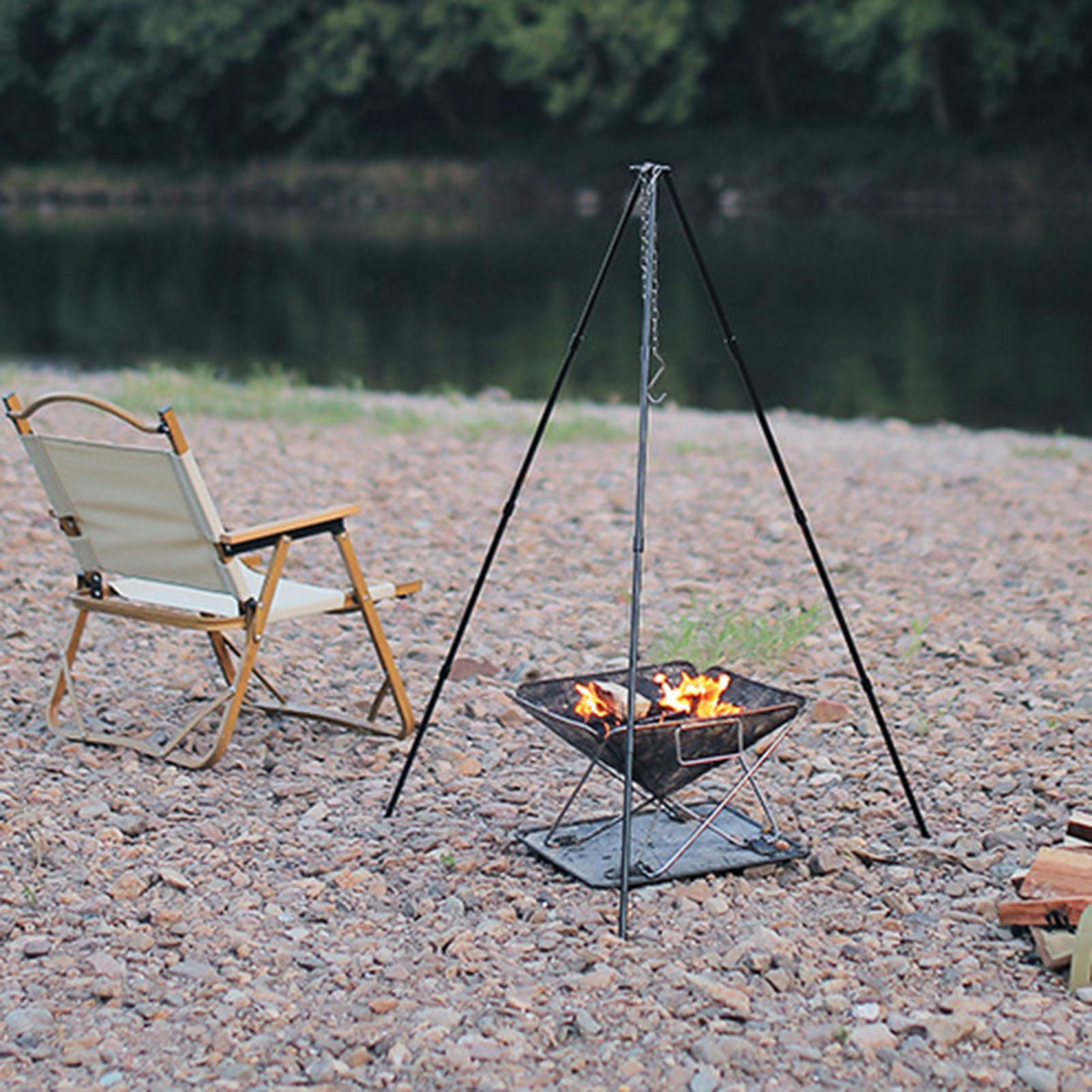 Camping Hanging Cooking Pot - Support de cuisson triangulaire portable pour