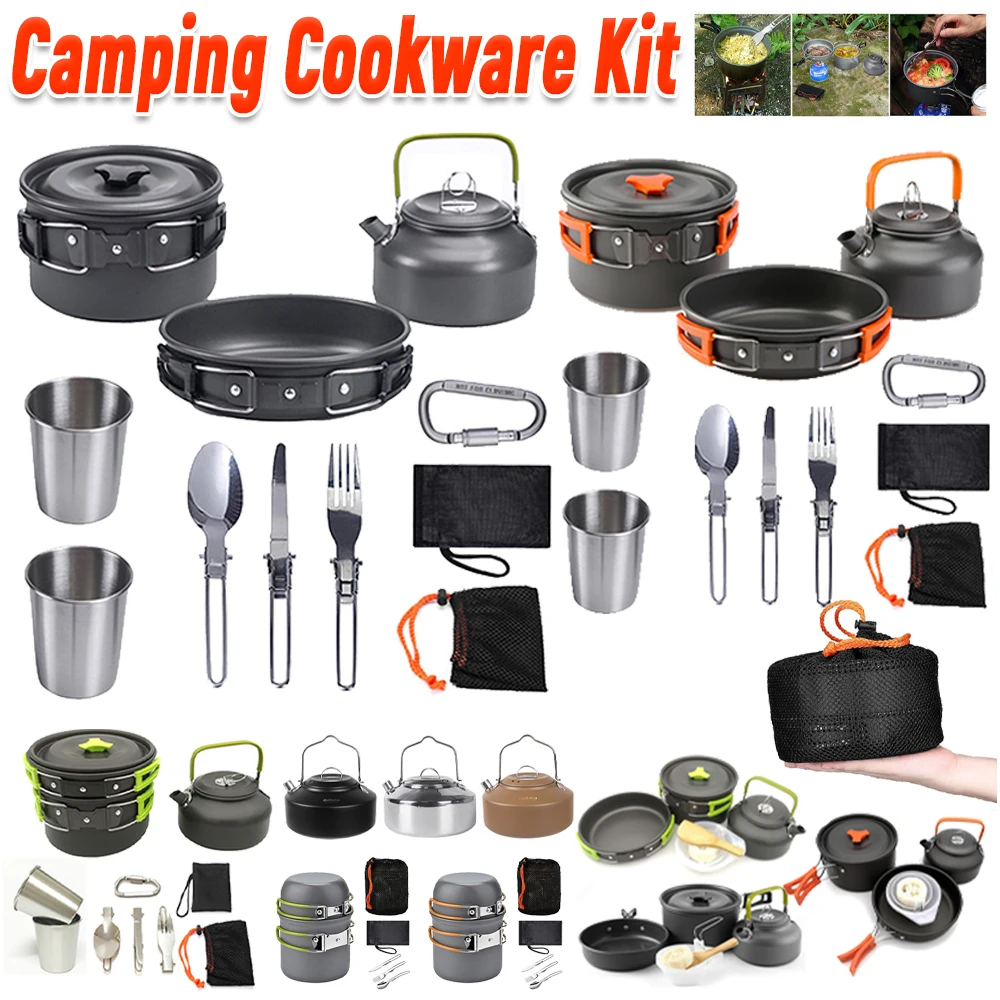 Camping Cooking Pot Stainless Steel - Kit de cuisine de camping, bouilloire,