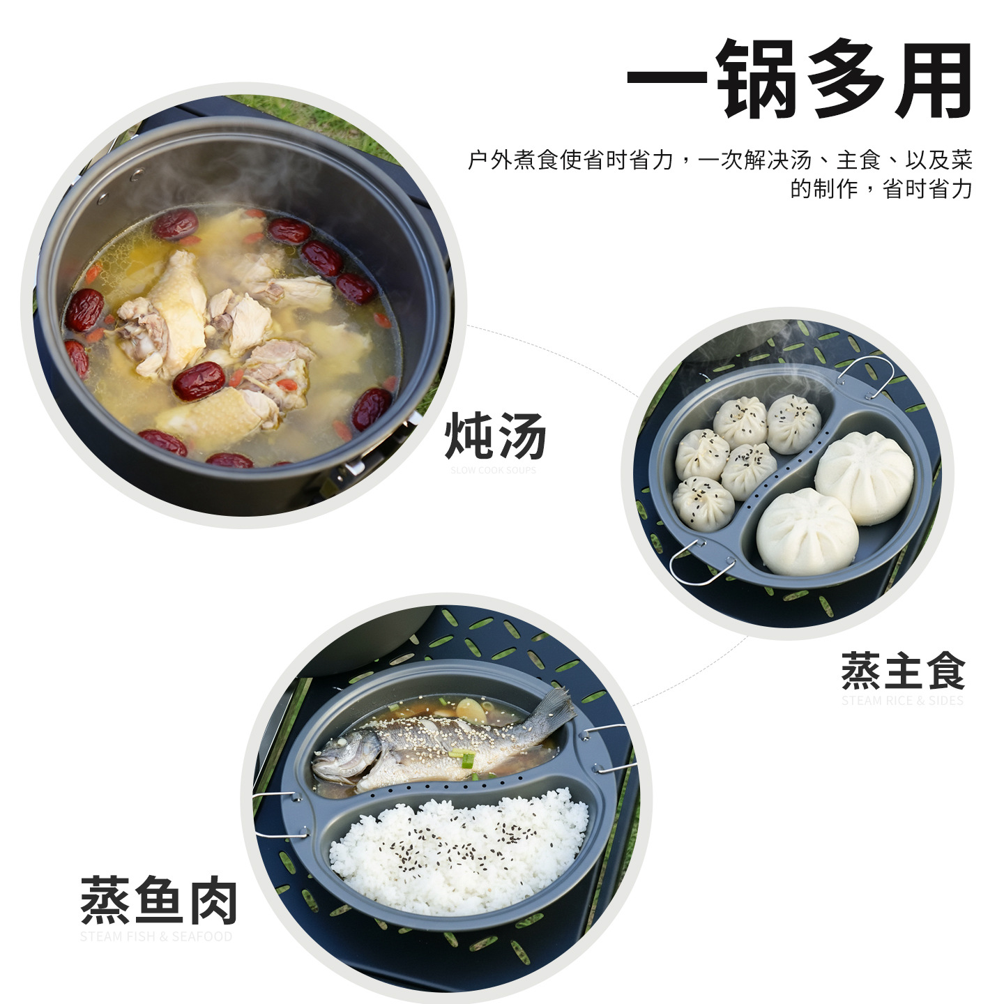 Ensemble de casseroles à vapeu - Camping Cooking Set Large avis et prix
