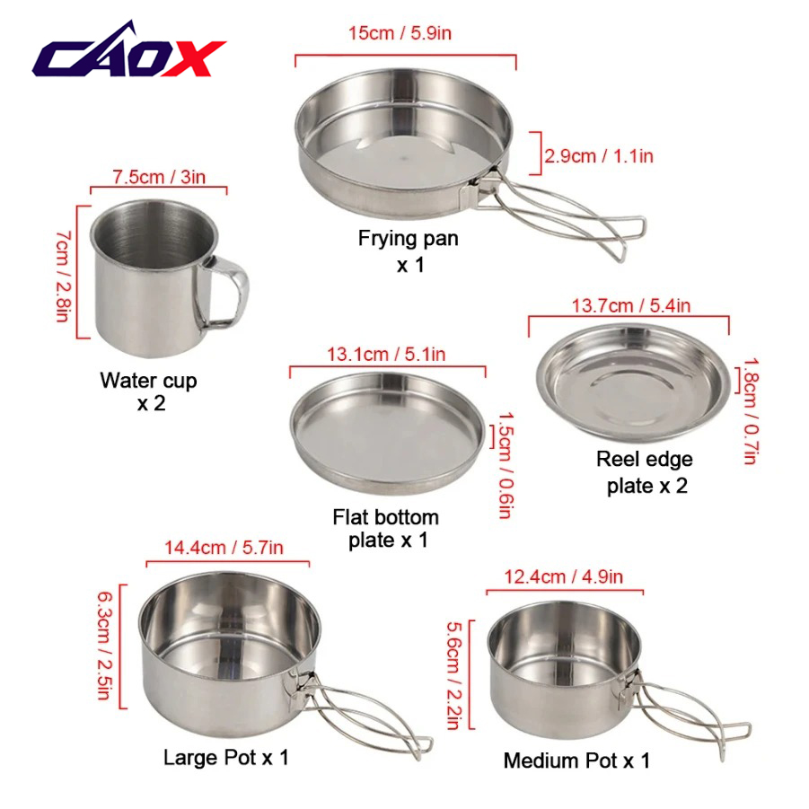 CAOX Ensemble de 8 ustensiles  - Camping Cooking Set Large avis et prix