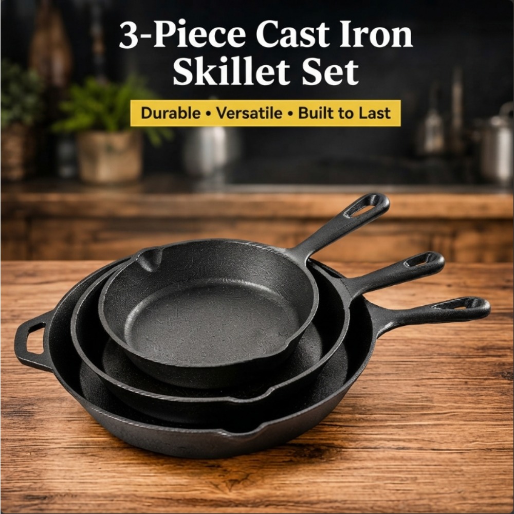 Ensemble de 3 poêles en fonte, - Skillet Cast Iron Camp avis et prix