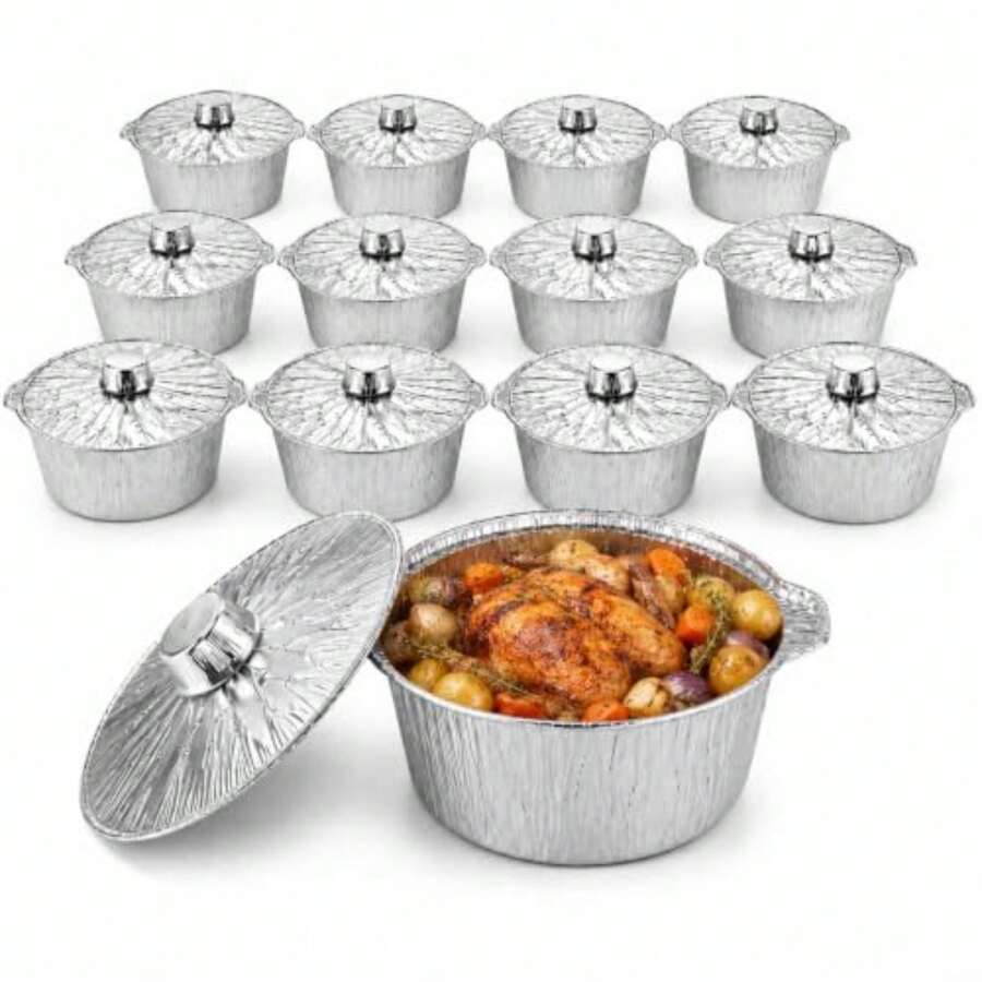 Lot de 12 casseroles jetables  - Camping Cooking Pot With Lid avis et prix