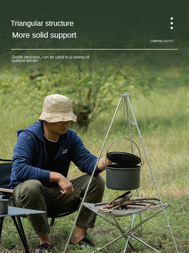 Trépied de feu de joie de camp - Camping Hanging Cooking Pot avis et prix