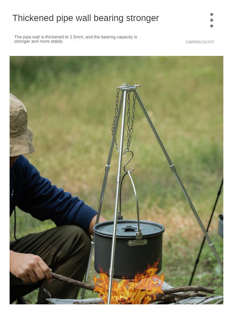 Trépied de feu de joie de camp - Camping Hanging Cooking Pot avis et prix
