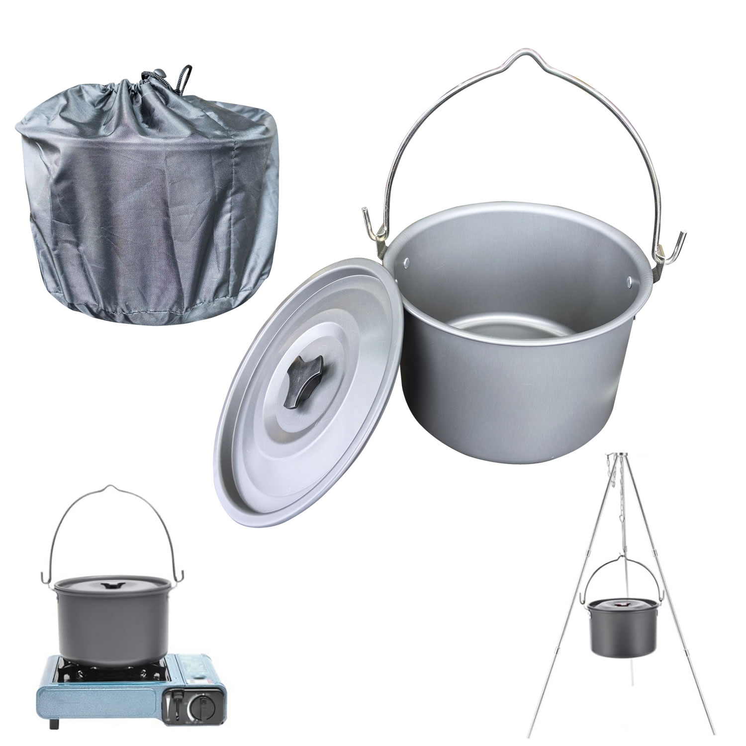 Pot suspendu d'extérieur 4L, g - Camping Hanging Cooking Pot avis et prix
