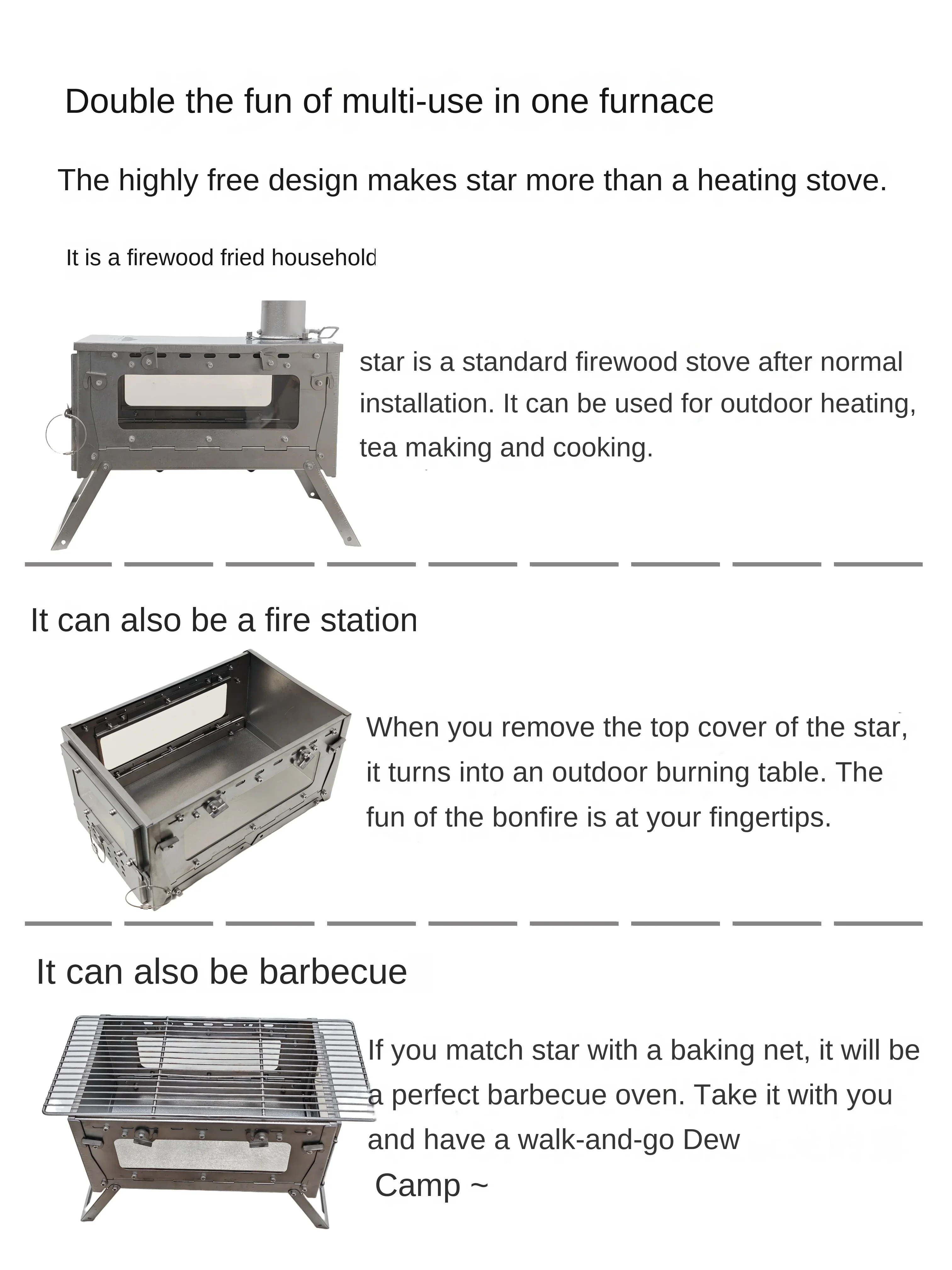 WT Star-Poêle à bois de chauff - Camping Cooking Gazebo avis et prix