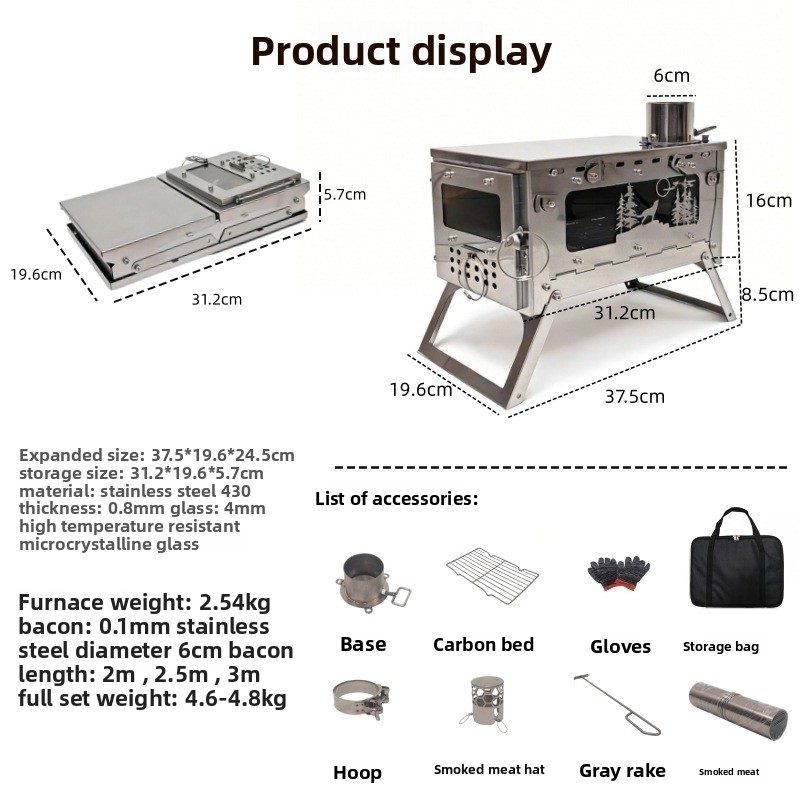 Poêle à bois pliable en acier  - Camping Cooking Wood Stove avis et prix