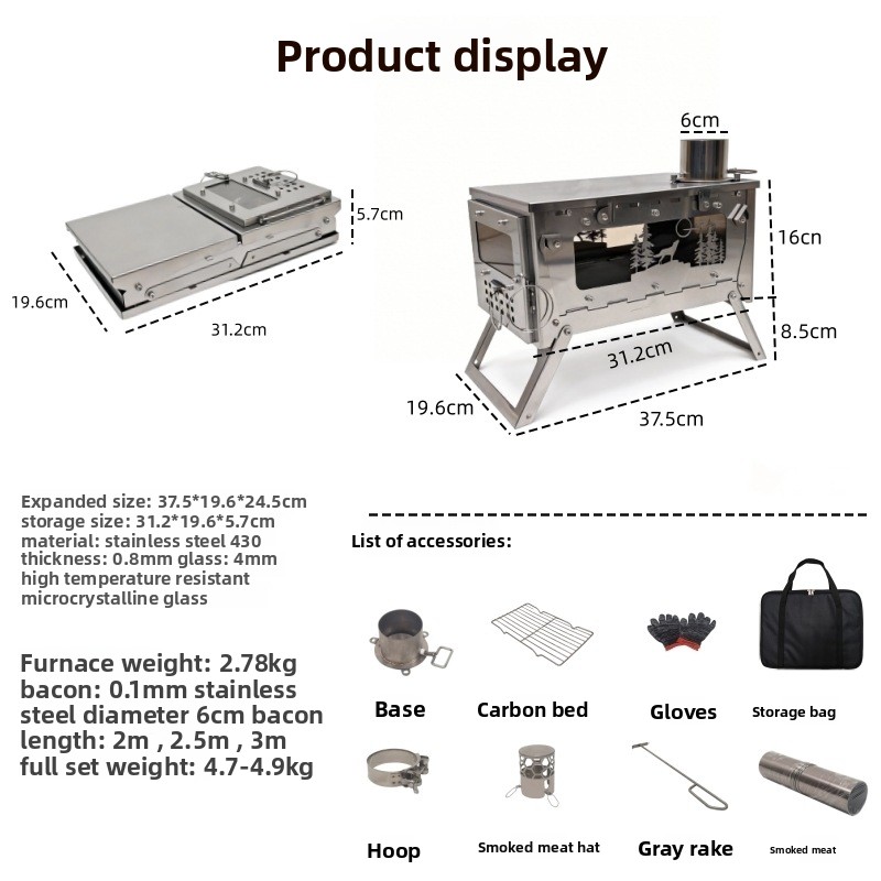 Poêle à bois pliable en acier  - Camping Cooking Wood Stove avis et prix