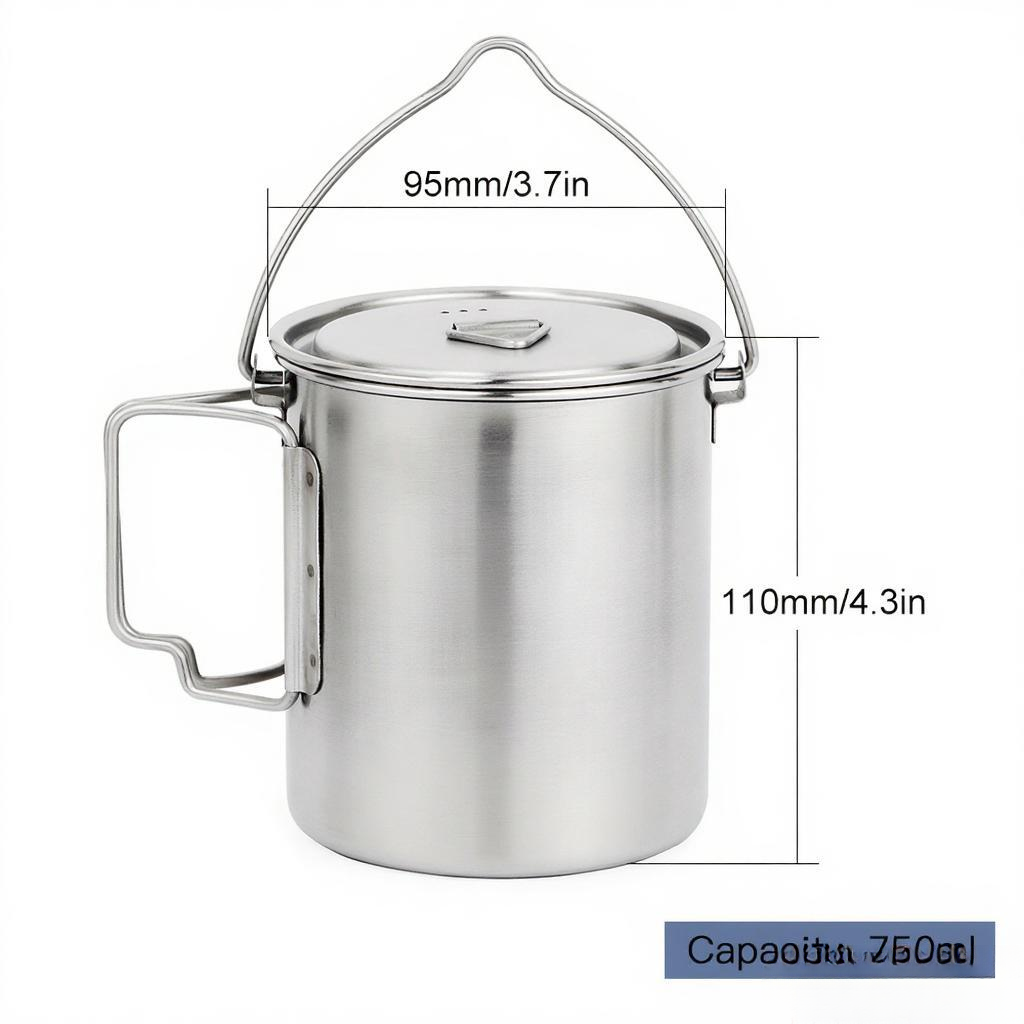 Pot en acier inoxydable de 750 - Camping Cooking Pot With Lid avis et prix