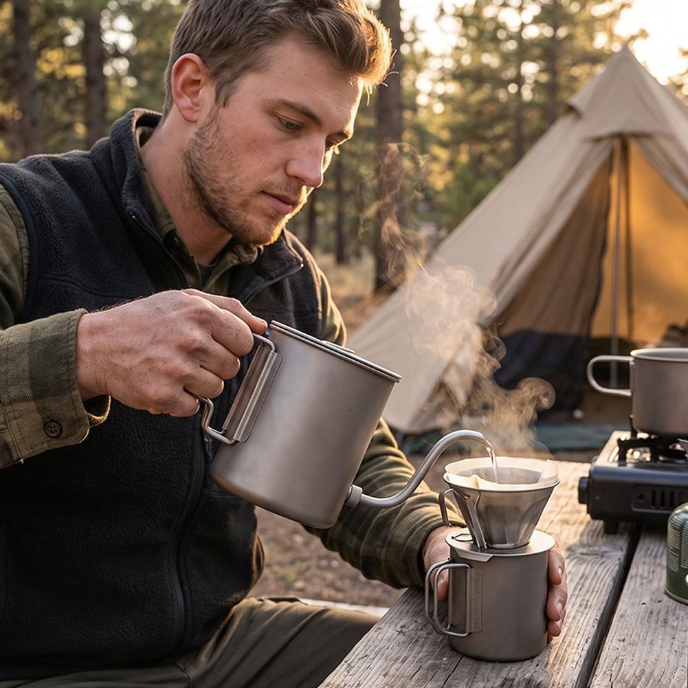 Bouilloire à café en titane pu - Camping Cooking Set Lightweight avis et prix